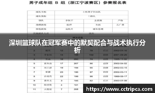 深圳篮球队在冠军赛中的默契配合与战术执行分析